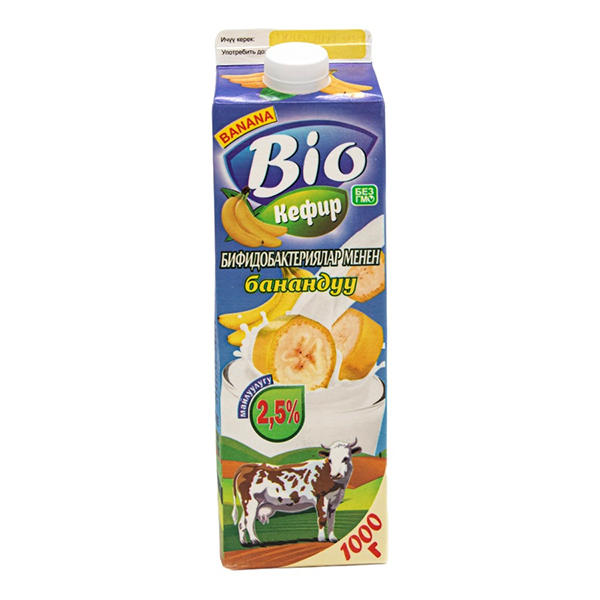Bio кефир с бифидобактериями банан 2.5% 1000 мл