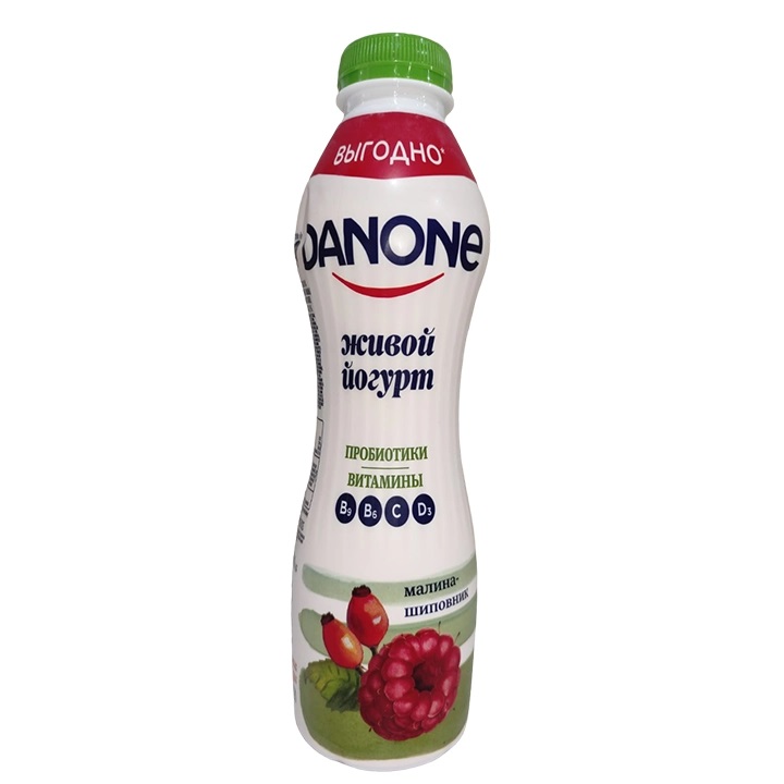 Йогурт Danone малина, шиповник 1.2%  670 г.